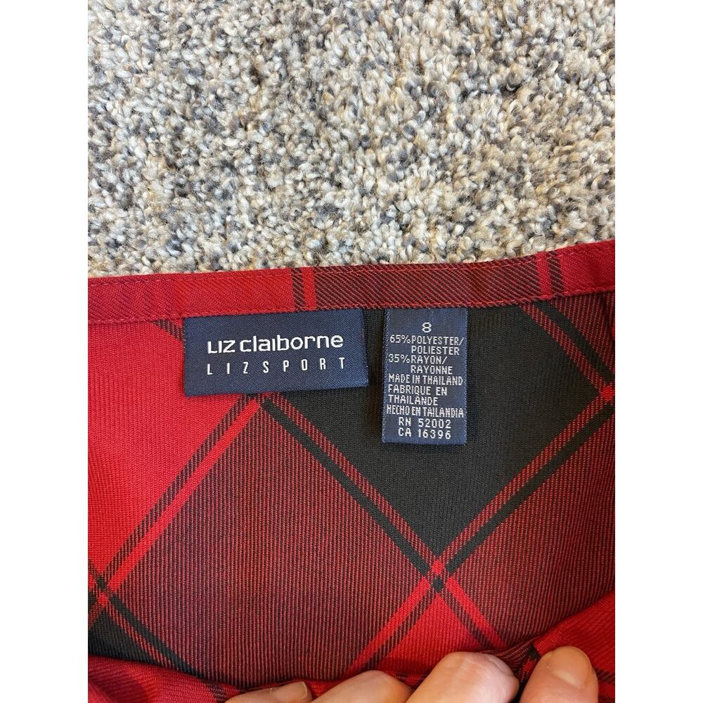 Liz Claiborne Liz Sport Women's Red Black Plaid Maxi Skirt Size 8 - Picture 3 of 6